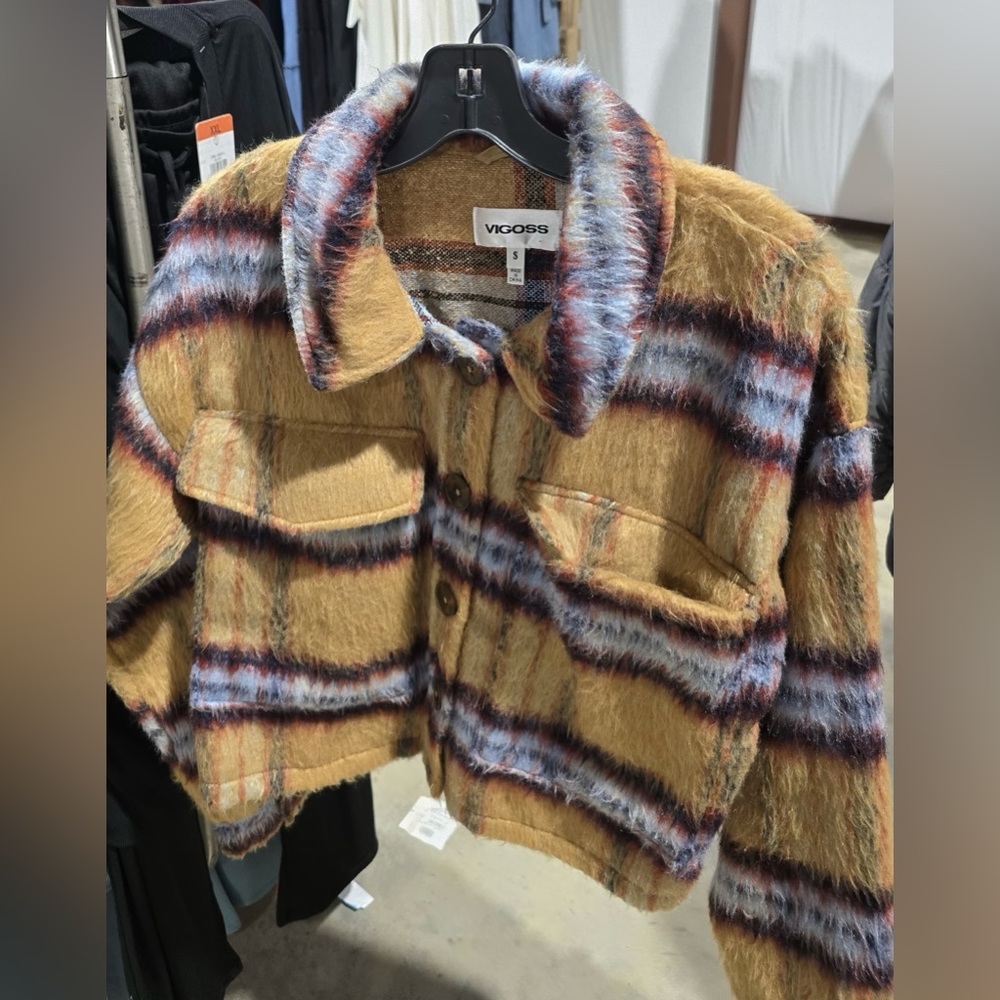 Vigoss Ladies' Brushed Plaid Crop Jacket